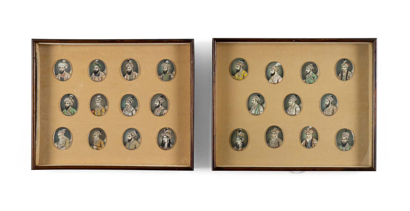 Y A GROUP OF PORTRAIT MINIATURES ON IVORY OF MUGHAL EMPERORS (1 of 6)