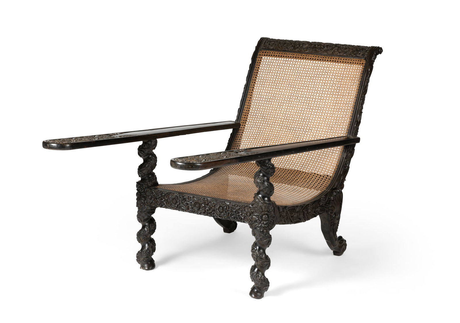 A FINE ANGLO-INDIAN EBONY PLANTER'S CHAIR (1 of 6)