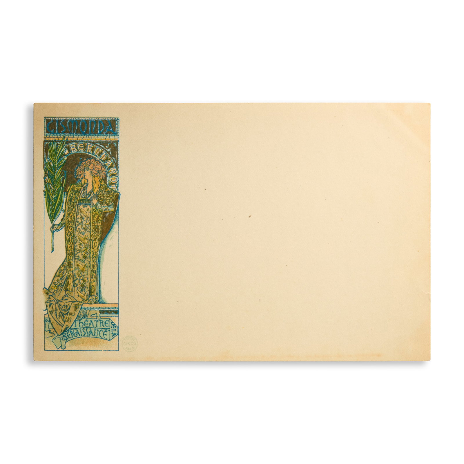 ALPHONSE MUCHA (1860-1939): ALPHONSE MUCHA (1860-1939) FOUR CINOS POSTCARDS circa 1898comprising La Samaritaine, Lorenzaccio, La Dame Aux Camelias, and Gismonda (4) 9.2 x 14.1cm Alphonse Mucha: A Private Collection from