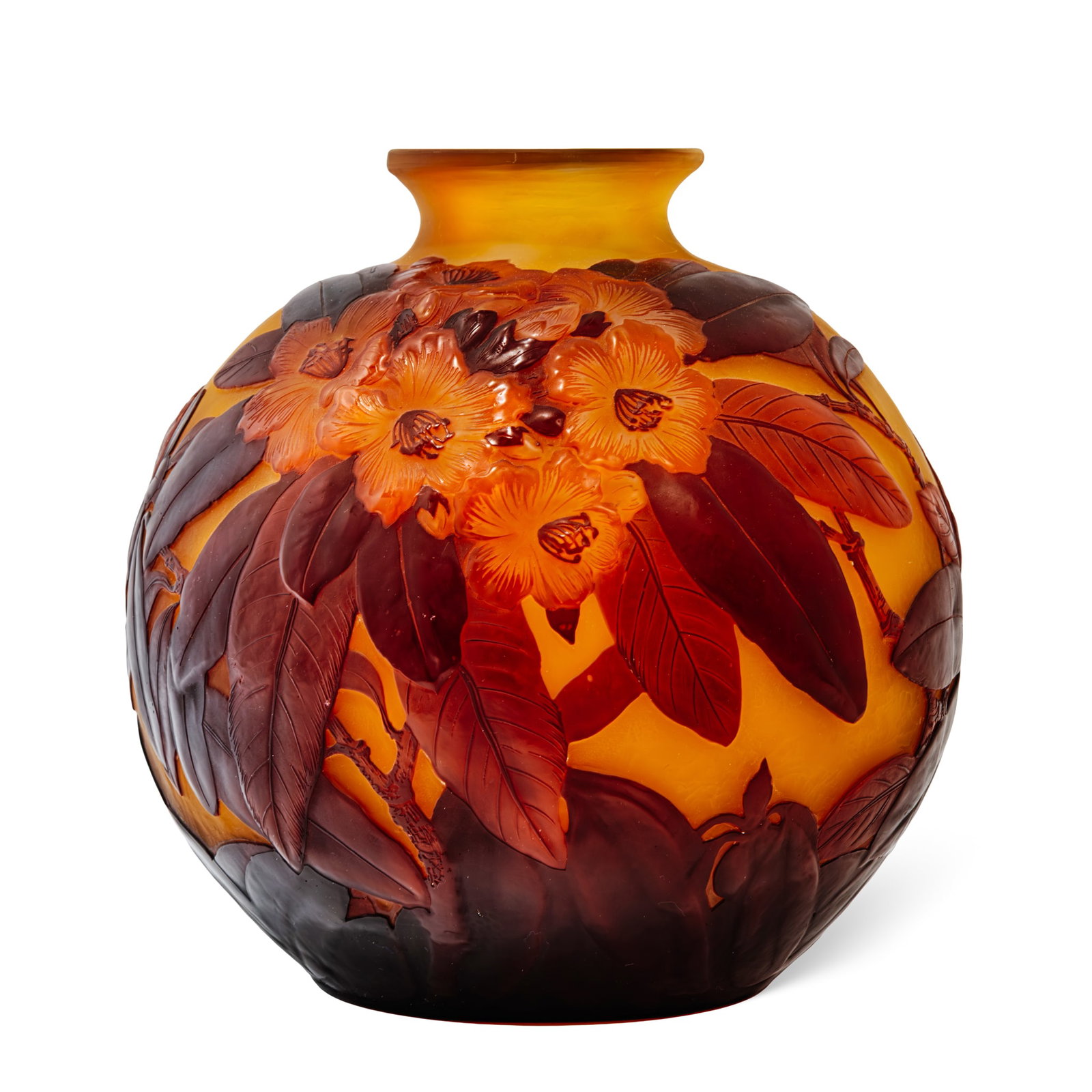 GALLÉ: GALLÉ RHODODENDRON CAMEO GLASS VASE circa 1925moulded-blown glass, overlaid and acid-etchedcameo Gallé 26cm high Property from a Private London CollectionChristie's, London, 16 December