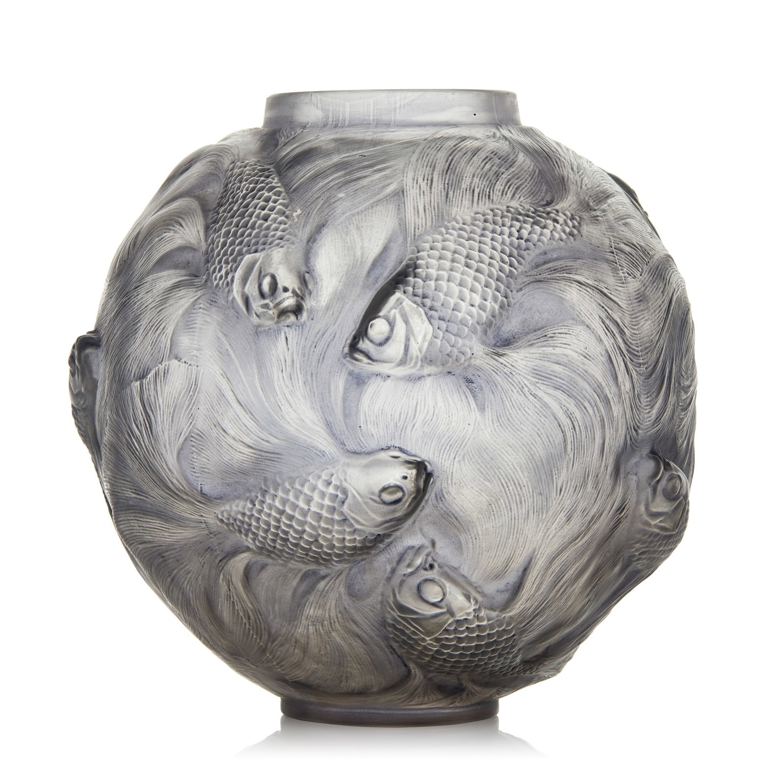‡ RENÉ LALIQUE (1860-1945): RENÉ LALIQUE (1860-1945) FORMOSE VASE, NO. 934 designed 1924clear, frosted and blue stainedintaglio R. LALIQUE 16.5cm high