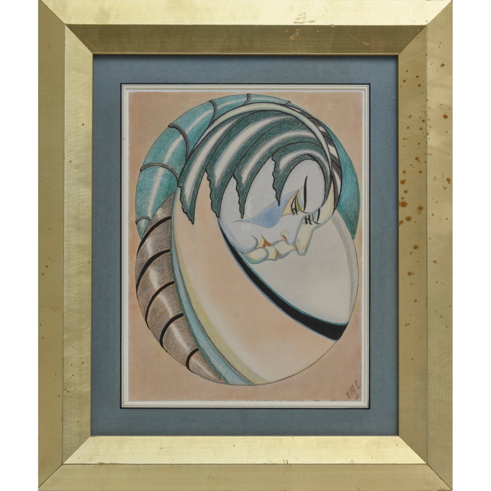 BRITISH: BRITISH TWO HEADS dated 1932chalk, pencil and gouache, on paper, framedinitialled ?MS 1932 30.3 x 23cm, 48 x 41cm including frame Purchased from Stephen Ongpin Fine Art, with label verso