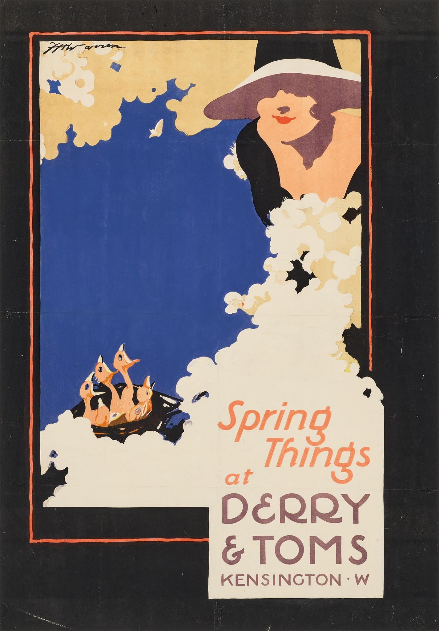 FRANCIS HOWLETT WARREN (1866–1960): FRANCIS HOWLETT WARREN (1866–1960) SPRING THINGS AT DERRY AND TOMS, KENSINGTON circa 1920lithographic poster, condition B+; backed on linen 137 x 95cm