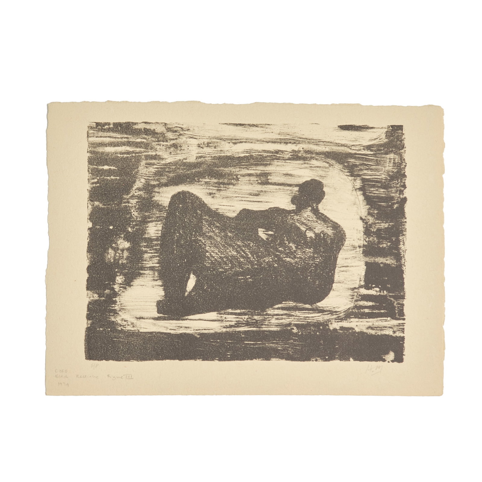 § HENRY MOORE (BRITISH 1898-1986): HENRY MOORE (BRITISH 1898-1986) BLACK RECLINING FIGURE (I-IV) (C. 378-381) the complete set, comprising four lithographs printed in black, 1974, each signed with initials in pencil, titled, dated, ins