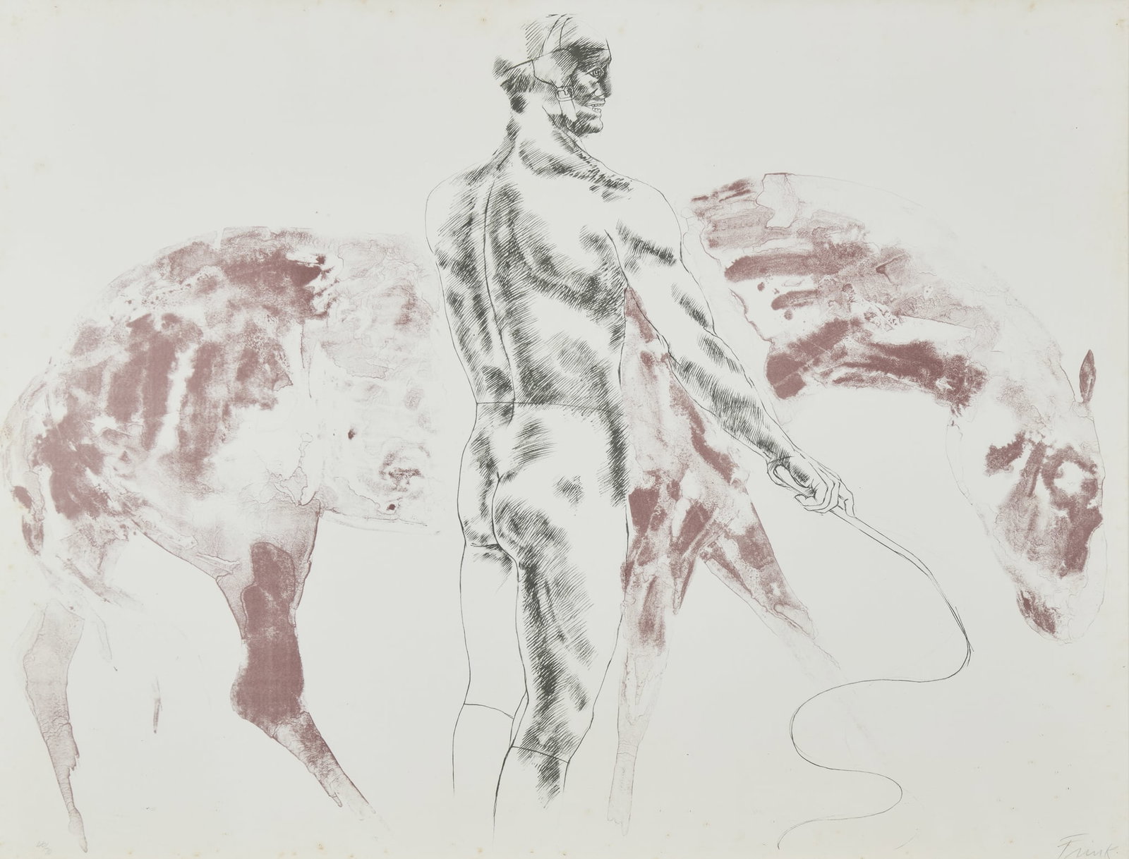 § ELISABETH FRINK (BRITISH 1930-1993): ELISABETH FRINK (BRITISH 1930-1993) MAN AND HORSE III (WISEMAN 52) lithograph printed in colours, 1971, signed in pencil, numbered 46/70, printed by Curwen Studio, published by Leslie Waddington Print