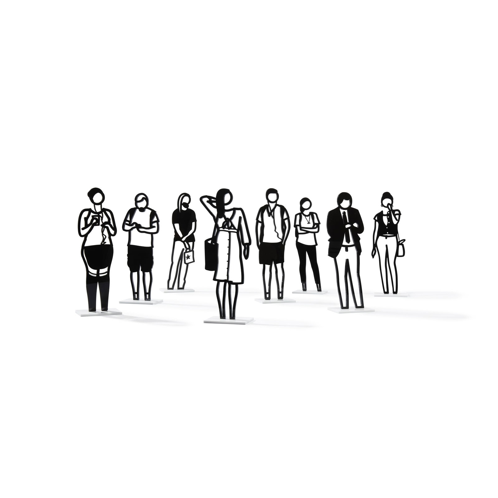 § JULIAN OPIE (BRITISH 1958-): JULIAN OPIE (BRITISH 1958-) BOSTON STATUETTES the complete set, comprising eight laser-cut acrylic statuettes with bases, 2021, from the edition of unknown size, presented in the original white paper-