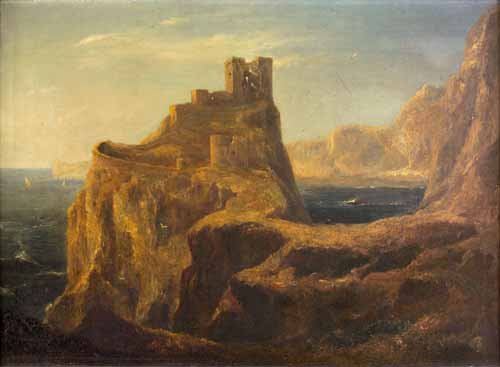 REV JOHN THOMSON OF DUDDINGSTON H.R.S (1778-1840): FAST CASTLE Oil on canvas 36.5cm x 50.5cm (13.75in x 19in) Exhibited:British Empire Exhibition 1924 no.5 Literature:Robert W Napier, John Thomson of Duddingston, 1919, p.437