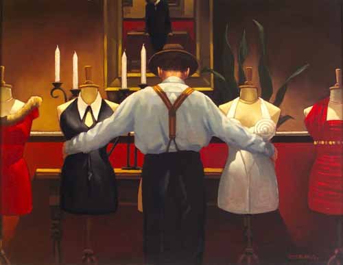 JACK VETTRIANO (B.1951): A KIND OF LOVING Signed, oil on canvas 71cm x 91cm (28in x 36in) Provenance:The Edinburgh Gallery, Tales of Love and Other Stories, 1992 Literature:Fallen Angels, W. Gordon Smith, 1994, Ill. pp.108-11