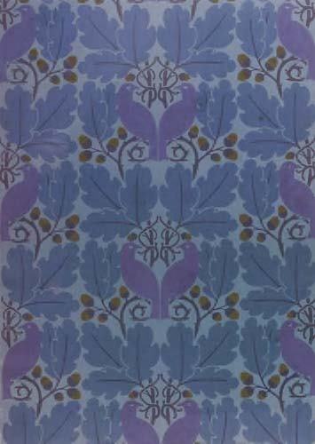 CHARLES FRANCIS ANNESLEY VOYSEY (1857-1941): CHARLES FRANCIS ANNESLEY VOYSEY (1857-1941), WALLPAPER OR TEXTILE DESIGN. An artist's woodblock proof, designed for Scott Morton & Co. for the Essex range, circa 1900, framed and glazed, pencil marks