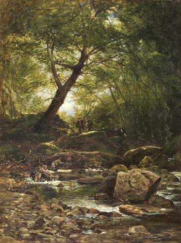 SAM BOUGH R.S.A (1822-1878): SAM BOUGH R.S.A (1822-1878) THE OTTER HUNT 61cm x 46.5cm (24in x 18in)