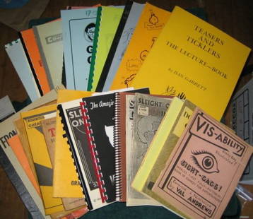 COMEDY MAGIC-ASSORTED PUBLICATIONS A collection con: COMEDY MAGIC-ASSORTED PUBLICATIONS A collection containing approximately 30 comedy magic and related magic lecture notes, booklets and similar items (1950s-2000s), many signed and inscribed to