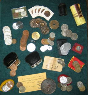 BILLY McCOMB'S COIN & CURRENCY GRAB BAG (A wonderf: BILLY McCOMB'S COIN & CURRENCY GRAB BAG (A wonderful lot!)An assortment of Billy's coin magic, many in old British currency, including folding coins, copper/silver coins, shell coins, an Ellis ring,