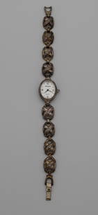 GRUEN STERLING SILVER QUARTZ WATCH: GRUEN STERLING SILVER CASE AND BRACELET Quartz women watch, Japan movement. Size: Case app. 18mm excluding crown. Condition: Working at the time of inspection. Please see pictures. Provenance: NYC pro