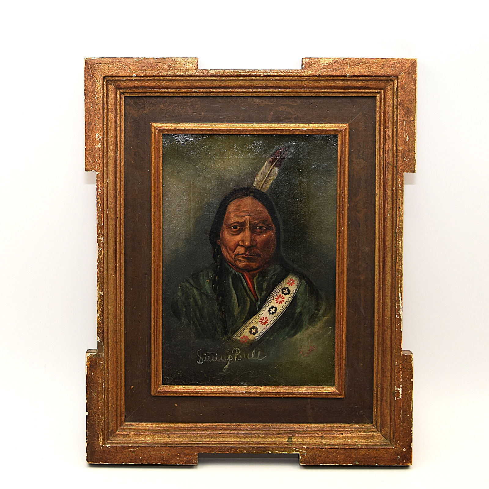 PORTRAIT OF NATIVE AMERICAN LEADER SITTING BULL, SIGNED (1 of 4)
