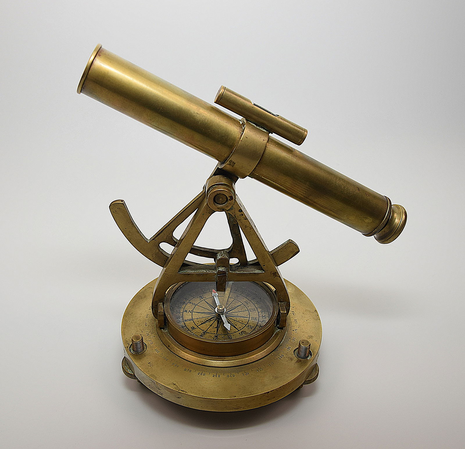 ENGLISH BRASS TRANSIT TELESCOPE AND COMPASS (1 of 5)