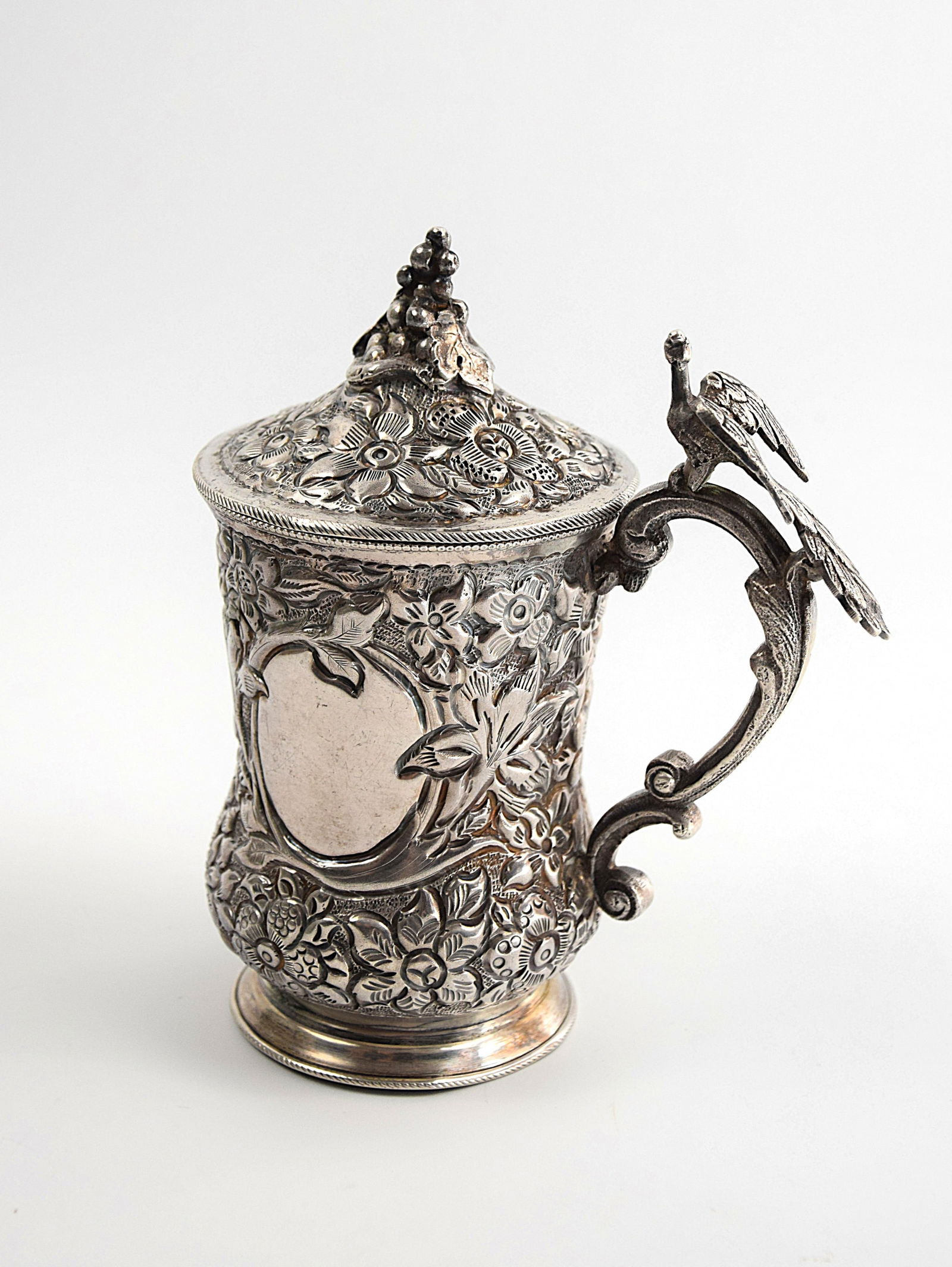 SILVER INDIAN/ARABIC/MUGHAL STYLE COVERED CUP WITH BIRD ON HANDLE (1 of 12)