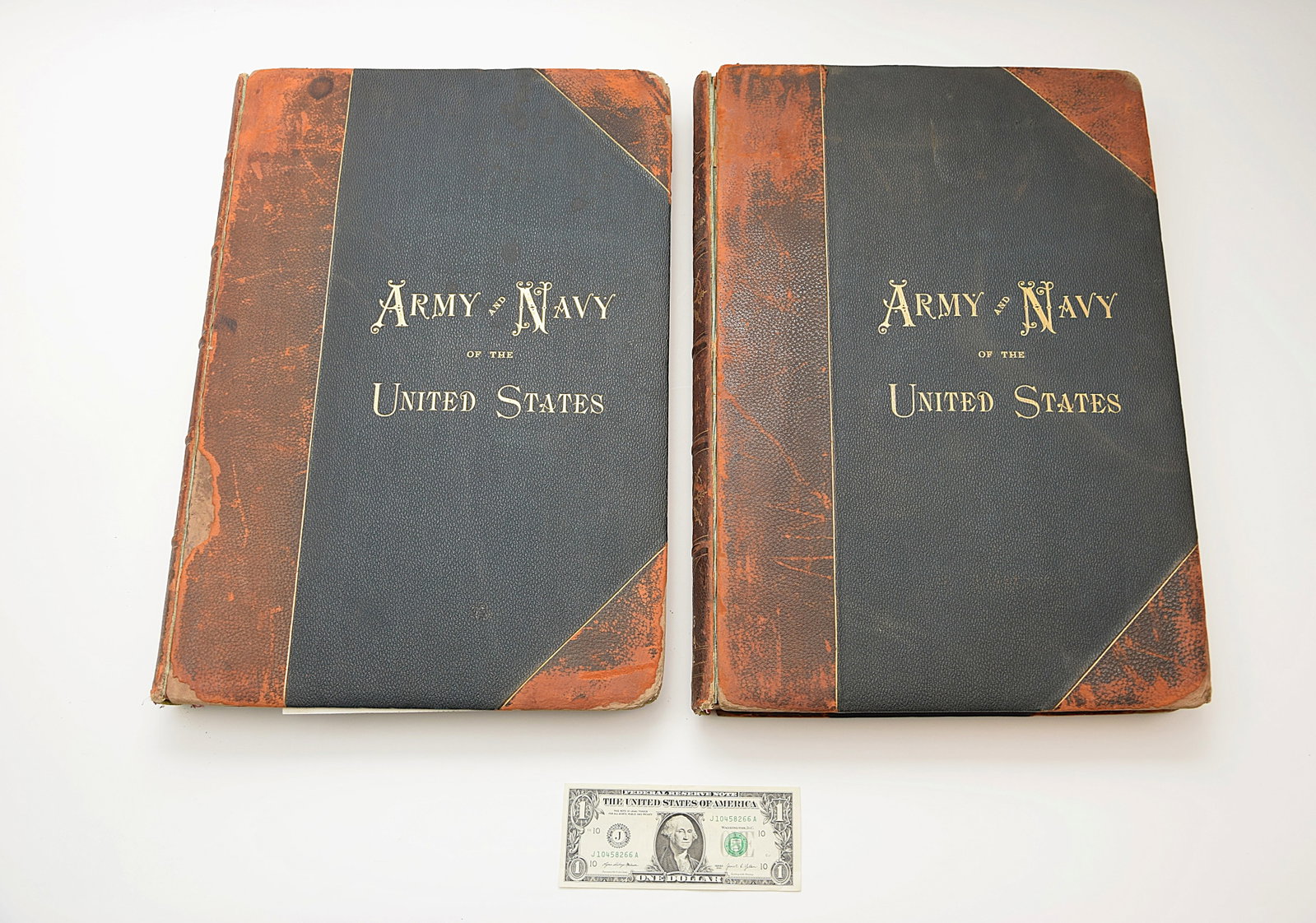 ANTIQUE BOOKS- "ARMY AND NAVY OF THE UNITED STATES" VOLUME 1 AND 2: ANTIQUE BOOKS- "ARMY AND NAVY OF THE UNITED STATES" VOLUME 1 (128pp) AND 2( 171pp.). EDITION DE LUXE No. 361. FROM THE PERIOD OF THE REVOLUTION TO THE PRESENT DAY by WILLIAM WALTON. WITH THE OFFICIAL 