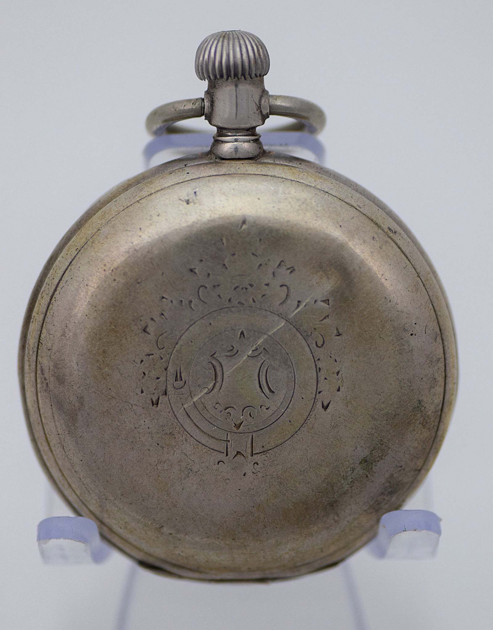 RARE LONGINES SILVER POCKET WATCH WITH MILITARY DIAL: RARE LONGINES SILVER POCKET WATCH WITH MILITARY DIAL. GOLD MEDAL 1885 ON THE COVER. Size: Case app. 37mm excluding crown. Condition: Working at the time of inspection. Please see pictures. Provenance: