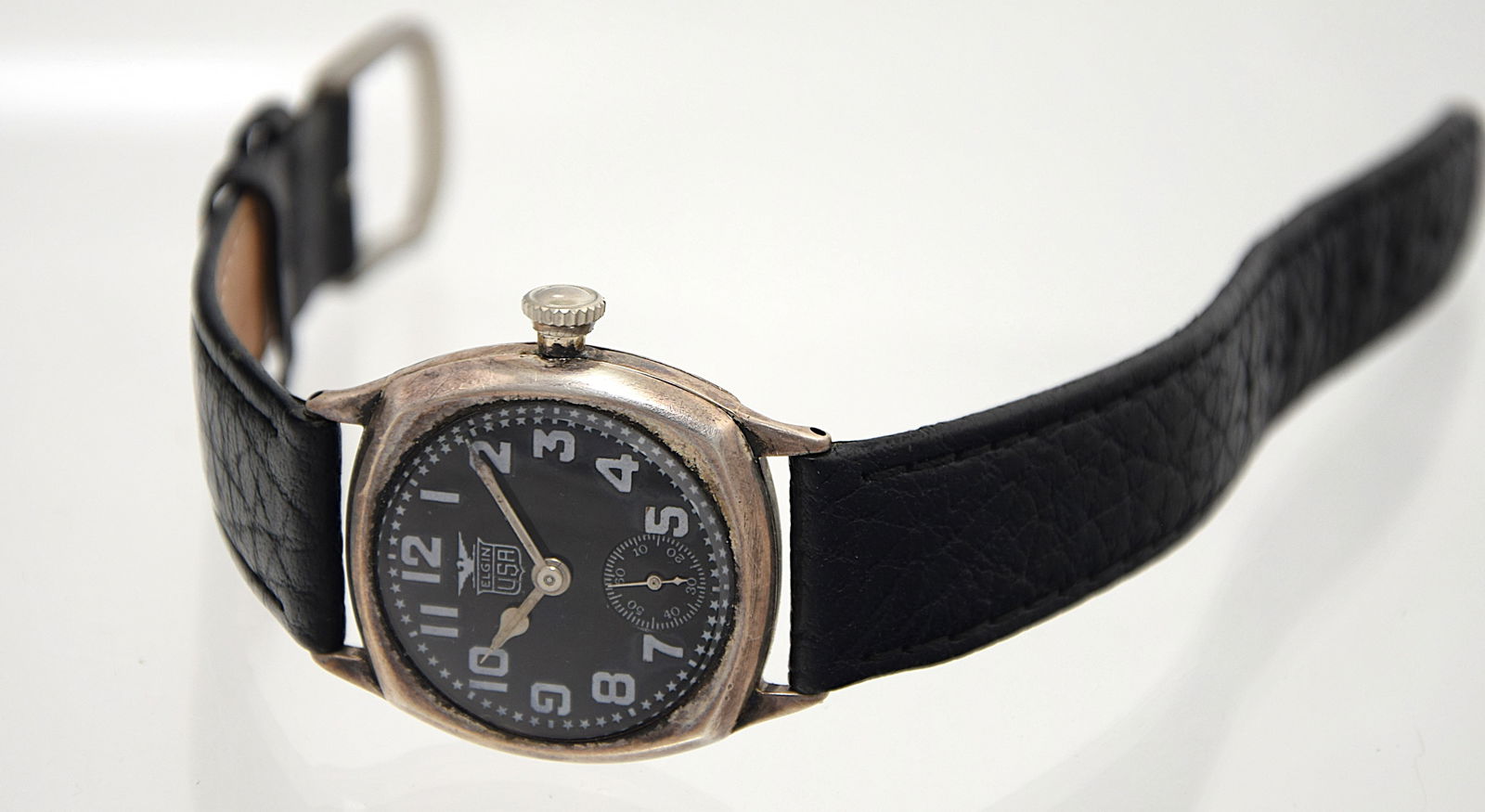 RARE ELGIN MILITARY STERLING SILVER  MECHANICAL WRISTWATCH C.1920 (1 of 9)