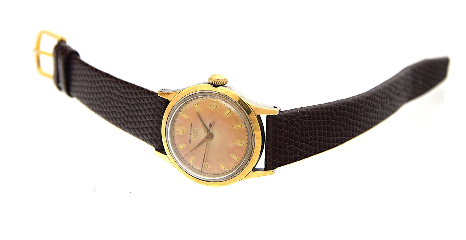 RARE HEUER TOP GOLD SELF WINDING AUTOMATIC SWISS WRIST WATCH C.1940 (1 of 8)