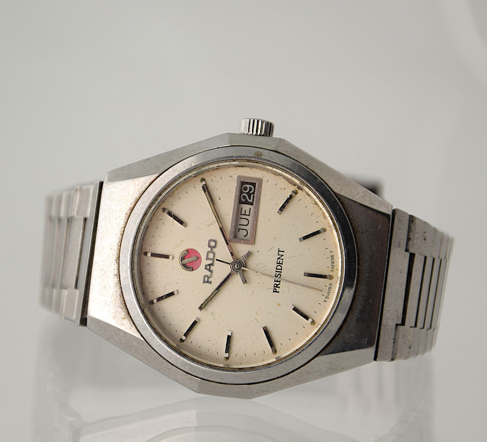 RADO PRESIDENT AUTOMATIC SWISS WRIST WATCH: RADO PRESIDENT AUTOMATIC SWISS WRIST WATCH. ORIGINAL BRACELET. Size: Case app. 36mm excluding crown. Condition: Working at the time of inspection. Please see pictures. Provenance: NYC prominent watch