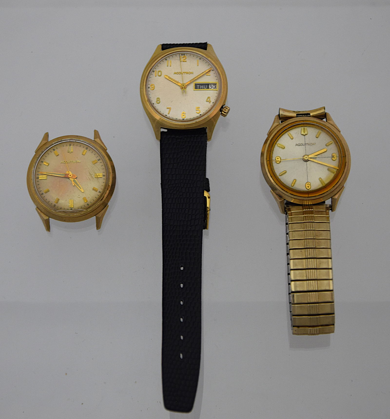 LOT OF 3 ACCUTRON 10K/14K GOLD FILLED WRIST WATCHES (1 of 8)