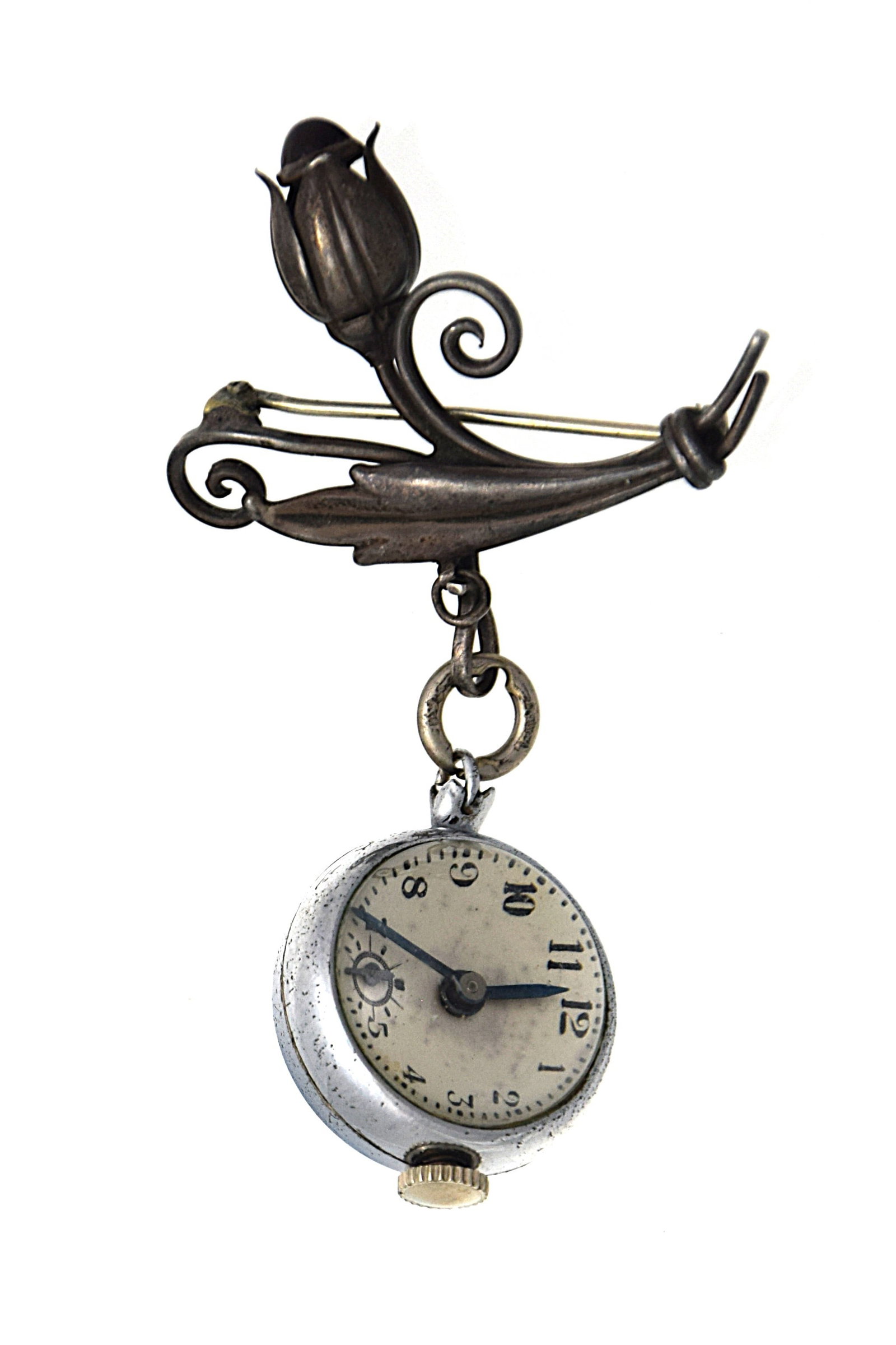 SEMAG STERLING SILVER PENDANT & STAINLESS STEEL BALL WATCH, MECHANICAL, 17 JEWELS, C.1940: SEMAG STERLING SILVER PENDANT & STAINLESS STEEL BALL WATCH, MECHANICAL, 17 JEWELS, C.1940. Size: Case app. 21mm excluding crown. Condition: Working at the time of inspection. Please see pictures. Prov