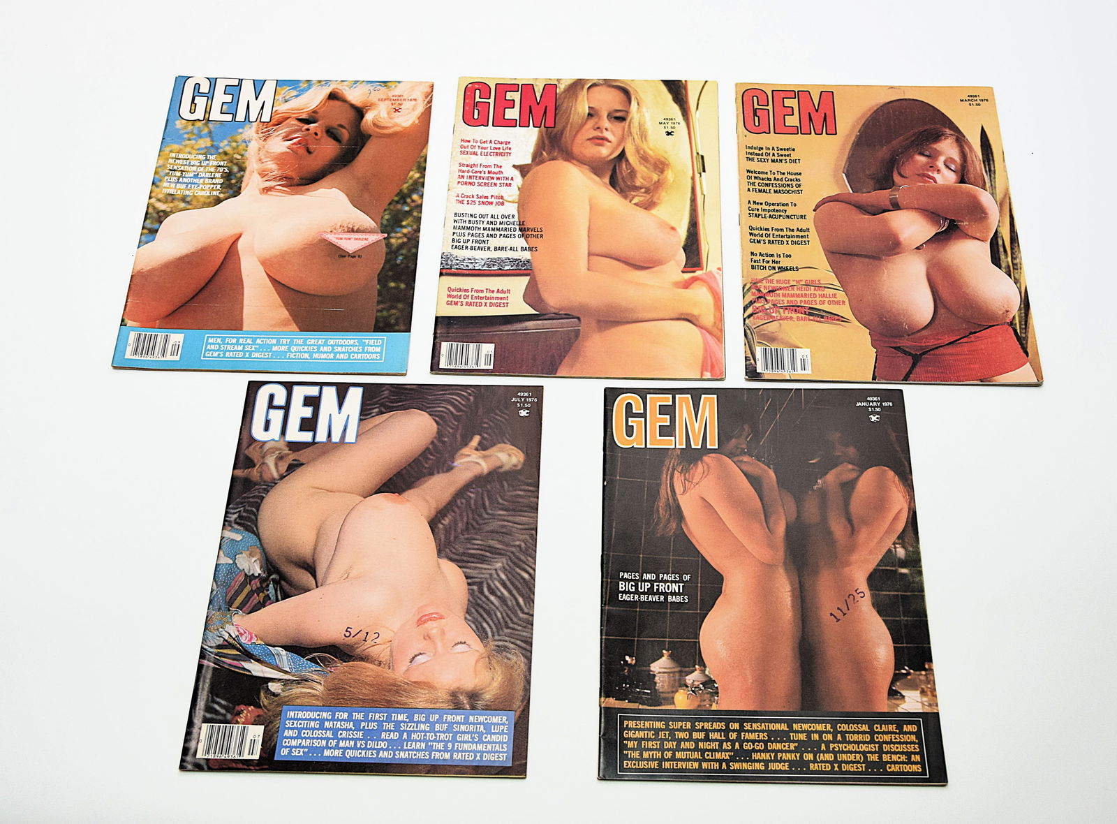 GEM ADULT MAGAZINE, LOT OF 5 YEAR 1976 (1 of 1)