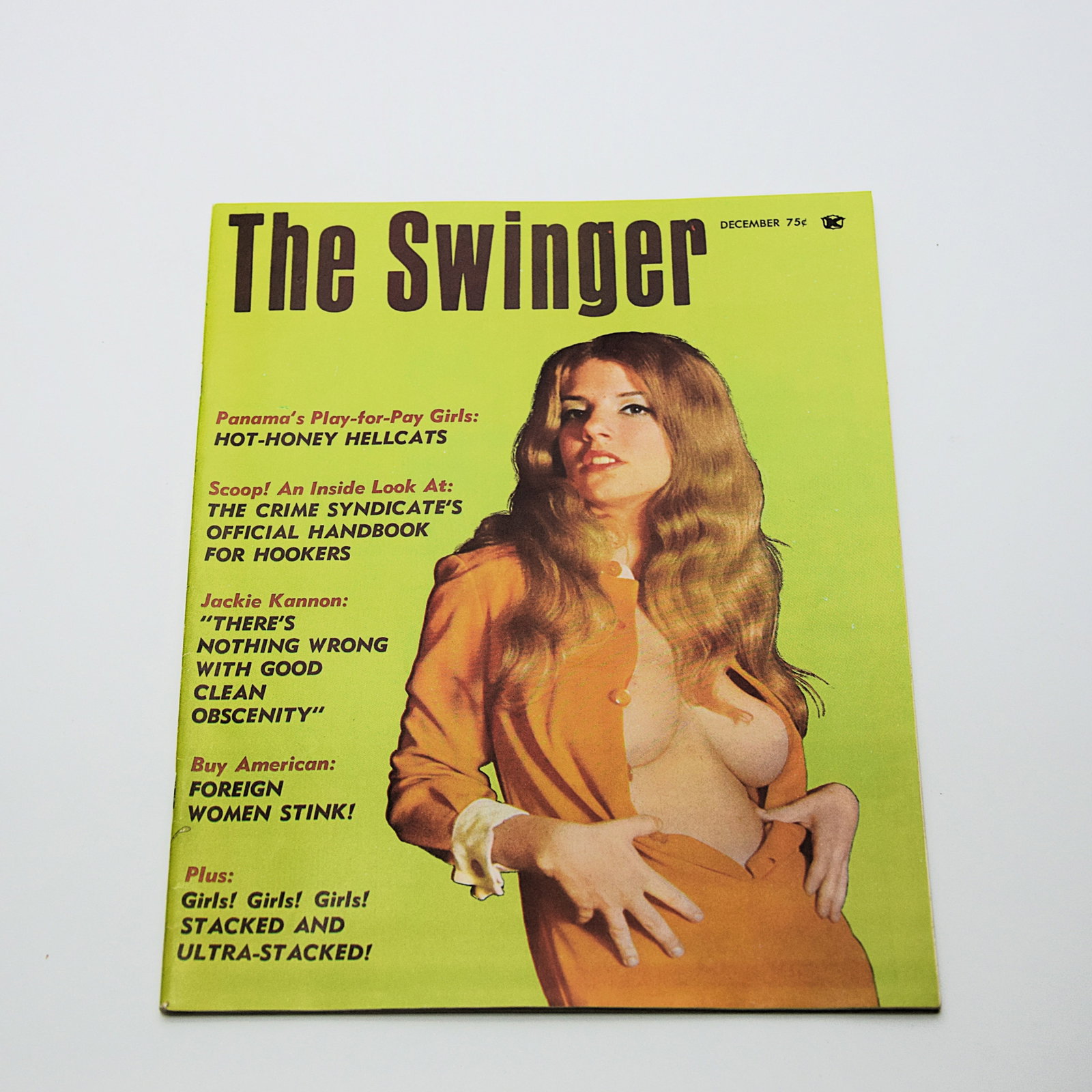 THE SWINGER ADULT MAGAZINE DECEMBER, 1968 VERY RARE: THE SWINGER ADULT MAGAZINE DECEMBER, 1968 VERY RARE. Size: 8 x 11 in. All measurements are approximate. Condition: Please see pictures. Provenance: The estate of late Joshua "Leland" Evans. Note- Plea