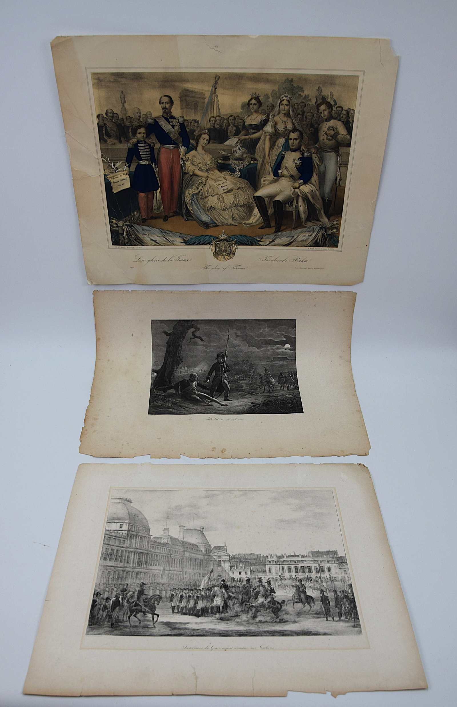 LOT OF 3 ANTIQUE MILITARY/HISTORICAL ENGRAVINGS/PRINT/LITHOGRAPHS NAPOLEONIC ERA 19th CENTURY (1 of 17)