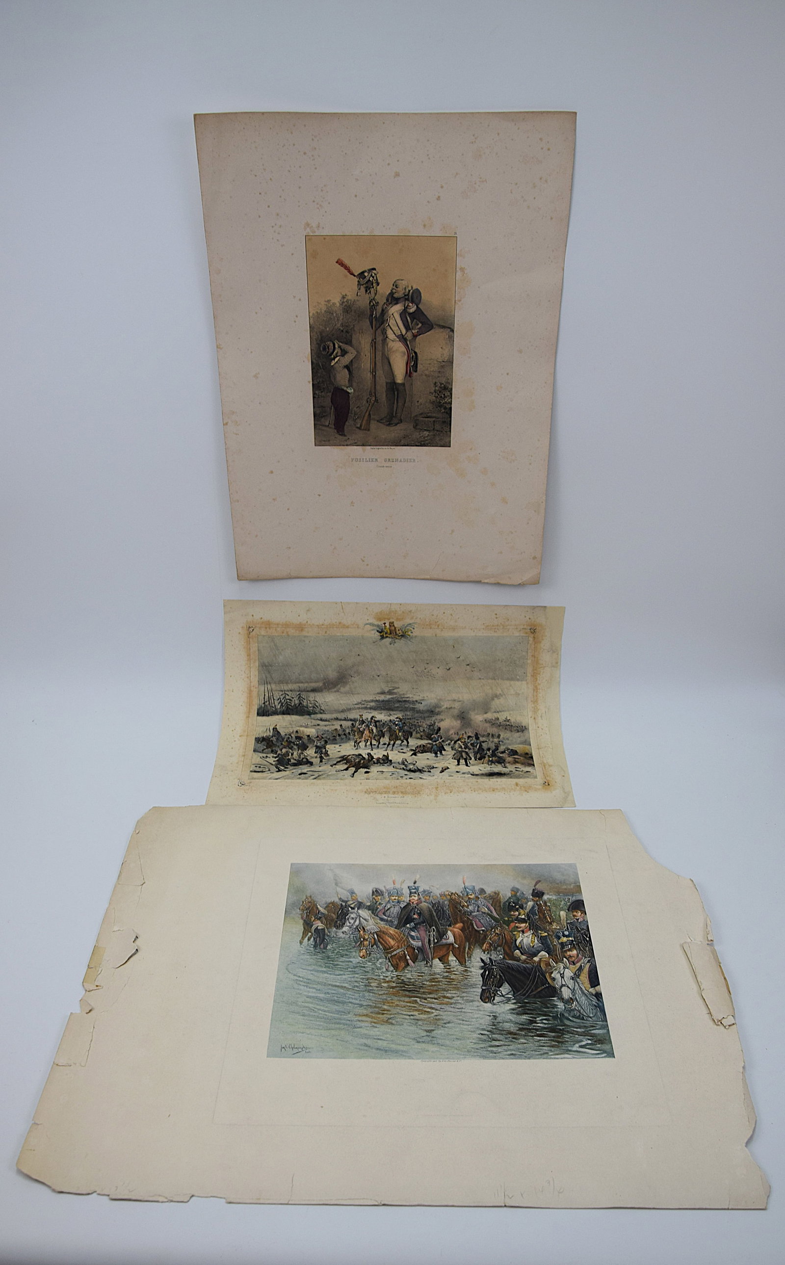LOT OF 3 ANTIQUE MILITARY/HISTORICAL ENGRAVINGS/PRINT/LITHOGRAPHS NAPOLEONIC ERA 19th CENTURY (1 of 15)