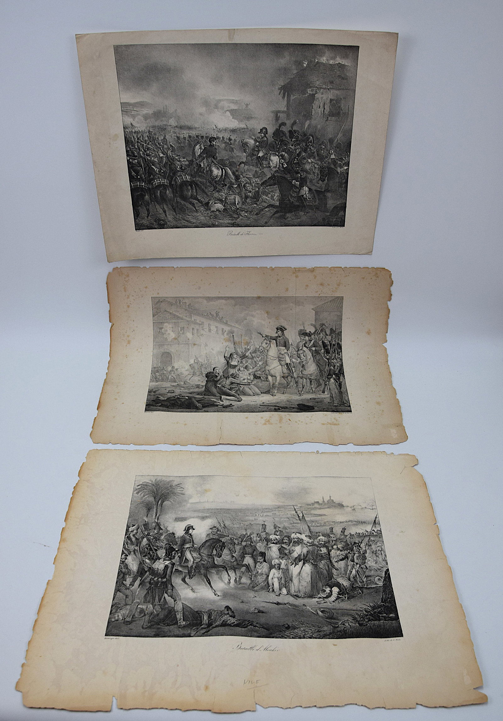 LOT OF 3 ANTIQUE MILITARY/HISTORICAL ENGRAVINGS/PRINT/LITHOGRAPHS NAPOLEONIC ERA 19th CENTURY (1 of 16)