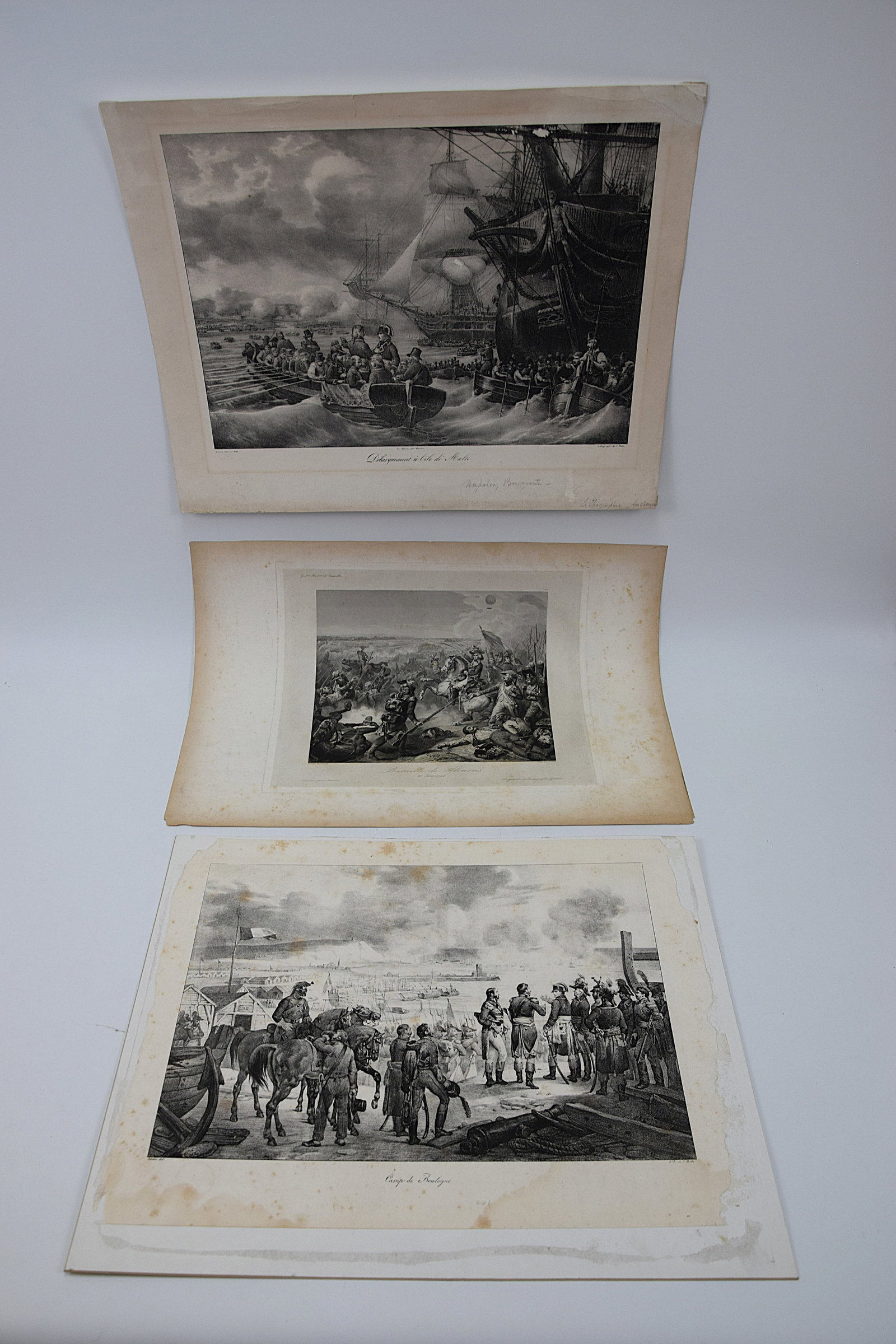 LOT OF 3 ANTIQUE MILITARY/HISTORICAL ENGRAVINGS/PRINT/LITHOGRAPHS NAPOLEONIC ERA 19th CENTURY (1 of 20)