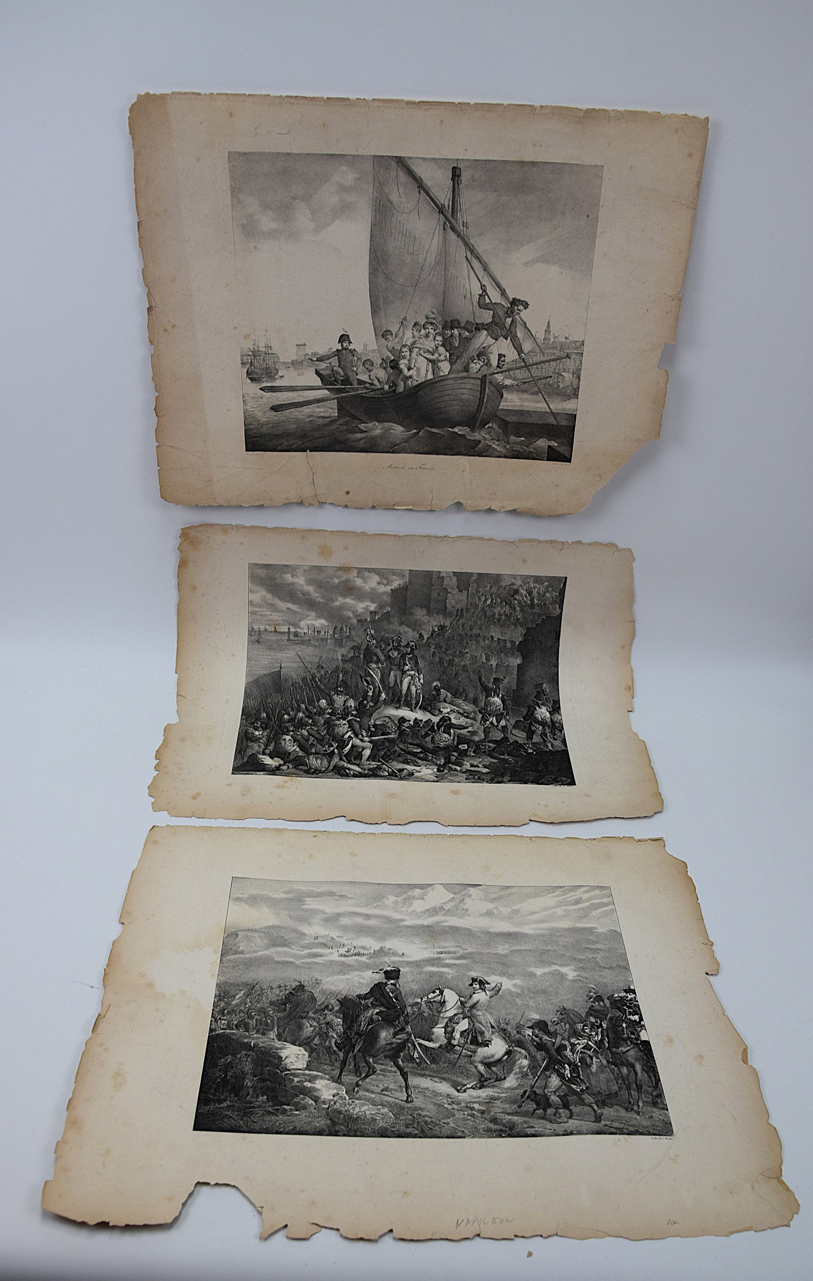 LOT OF 3 ANTIQUE MILITARY/HISTORICAL ENGRAVINGS/PRINT/LITHOGRAPHS NAPOLEONIC ERA 19th CENTURY (1 of 14)