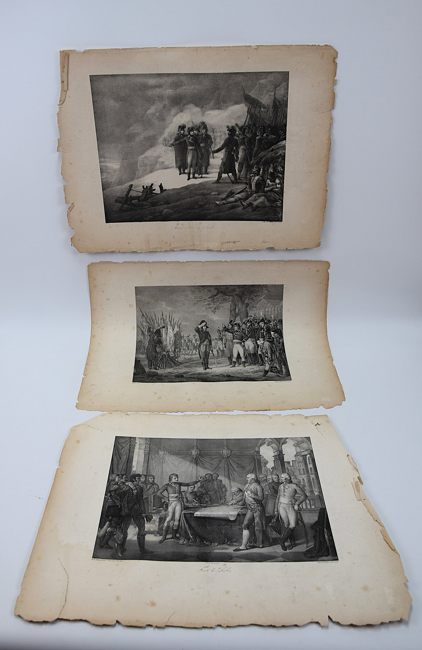 LOT OF 3 ANTIQUE MILITARY/HISTORICAL ENGRAVINGS/PRINT/LITHOGRAPHS NAPOLEONIC ERA 19th CENTURY (1 of 15)
