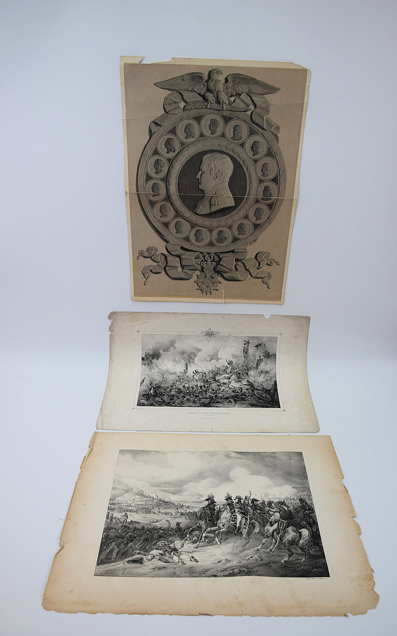 LOT OF 3 ANTIQUE MILITARY/HISTORICAL ENGRAVINGS/PRINT/LITHOGRAPHS NAPOLEONIC ERA 19th CENTURY (1 of 15)