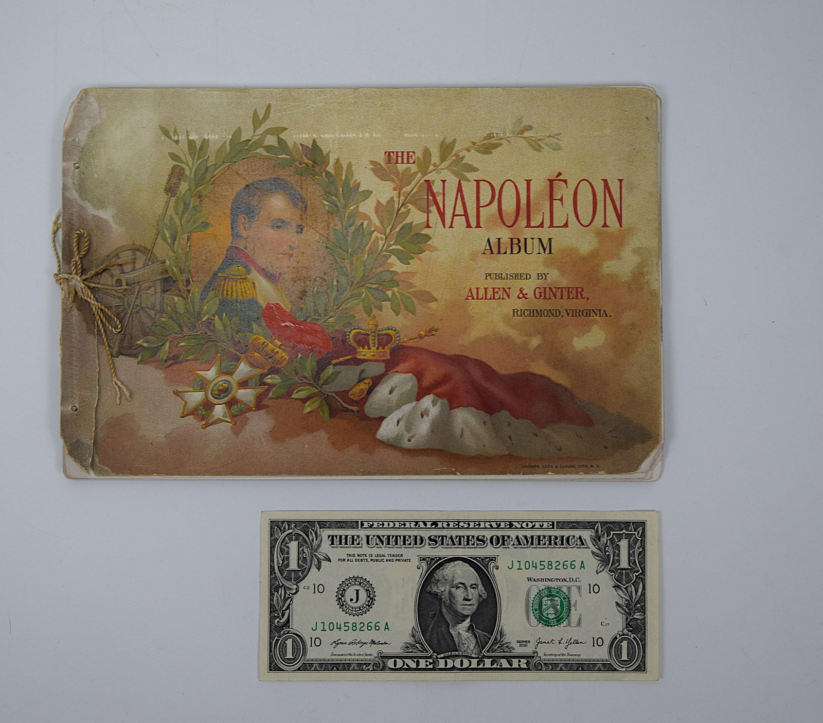 THE NAPOLEON ALBUM, A RARE TOBACCO PREMIUM SOUVENIR, C.1888-1892: THE NAPOLEON ALBUM, A RARE TOBACCO PREMIUM SOUVENIR, C.1888-1892. PUBLISHED BY ALLEN & GINTER IN RICHMOND, VIRGINIA. IT WAS A "HIGH-END" REWARD FOR LOYAL CUSTOMERS WHO COLLECTED AND REDEEMED COUPONS F