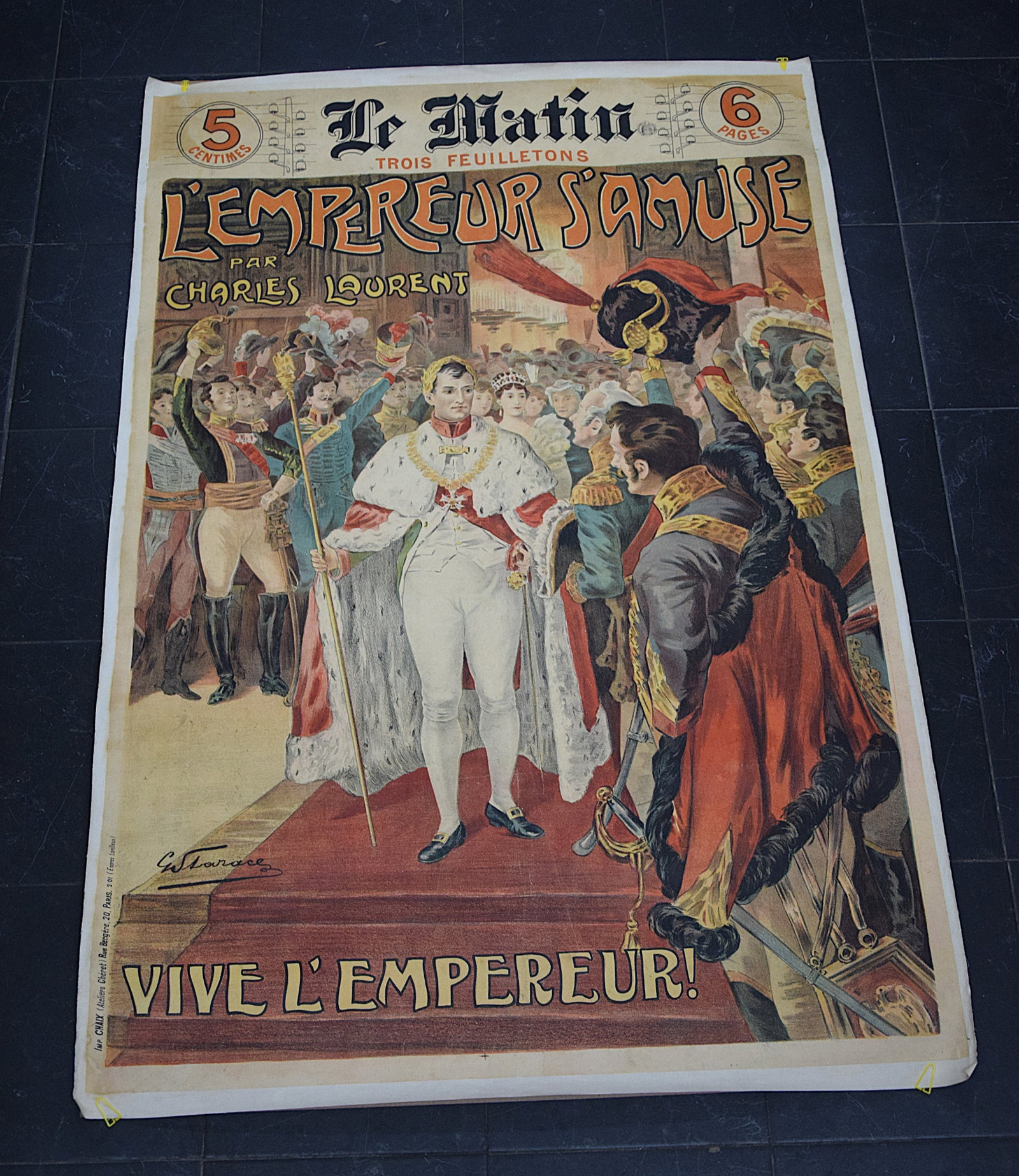 ANTIQUE HISTORICAL/MILITARY/ADVERTISING FRENCH POSTER FOR A SERIALIZED NOVEL TITELED "L'Empereur (1 of 8)
