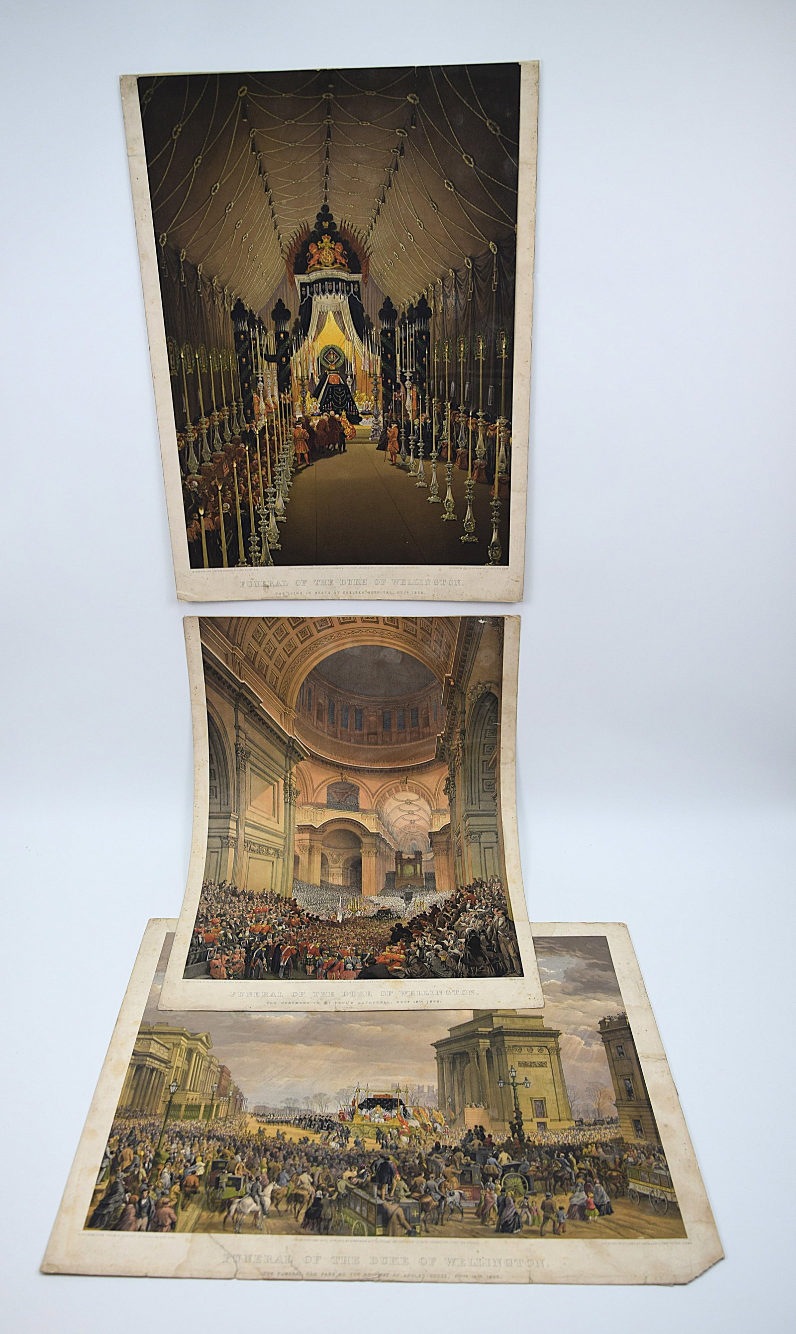 LOT OF 3 ANTIQUE MILITARY/HISTORICAL ENGRAVINGS/PRINT/LITHOGRAPHS NAPOLEONIC ERA, C.1853: LOT OF 3 ANTIQUE MILITARY/HISTORICAL ENGRAVINGS/PRINT/LITHOGRAPHS NAPOLEONIC ERA, C.1853. Size: 30 x 22 1/2 AND 24 x 18 in., overall . All measurements are approximate. Condition: Please see pictures.