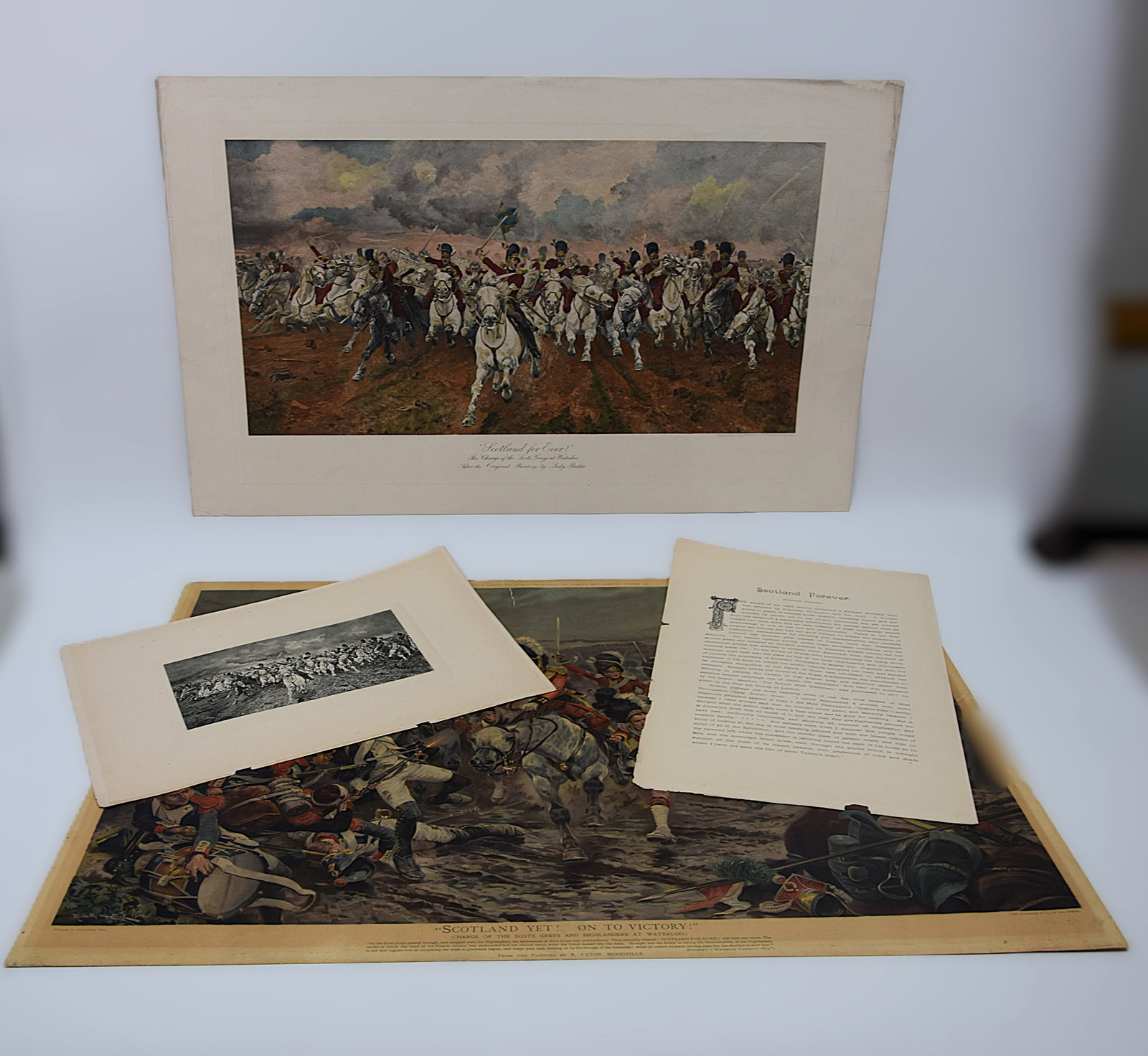 LOT OF 2 ANTIQUE MILITARY/HISTORICAL ENGRAVINGS/PRINT/LITHOGRAPHS NAPOLEONIC ERA, C.1904.: LOT OF 2 ANTIQUE MILITARY/HISTORICAL ENGRAVINGS/PRINT/LITHOGRAPHS NAPOLEONIC ERA, C.1904. Size: 33 1/2 x 23 1/2 AND 32 x 20 in., overall . All measurements are approximate. Condition: Please see pictu