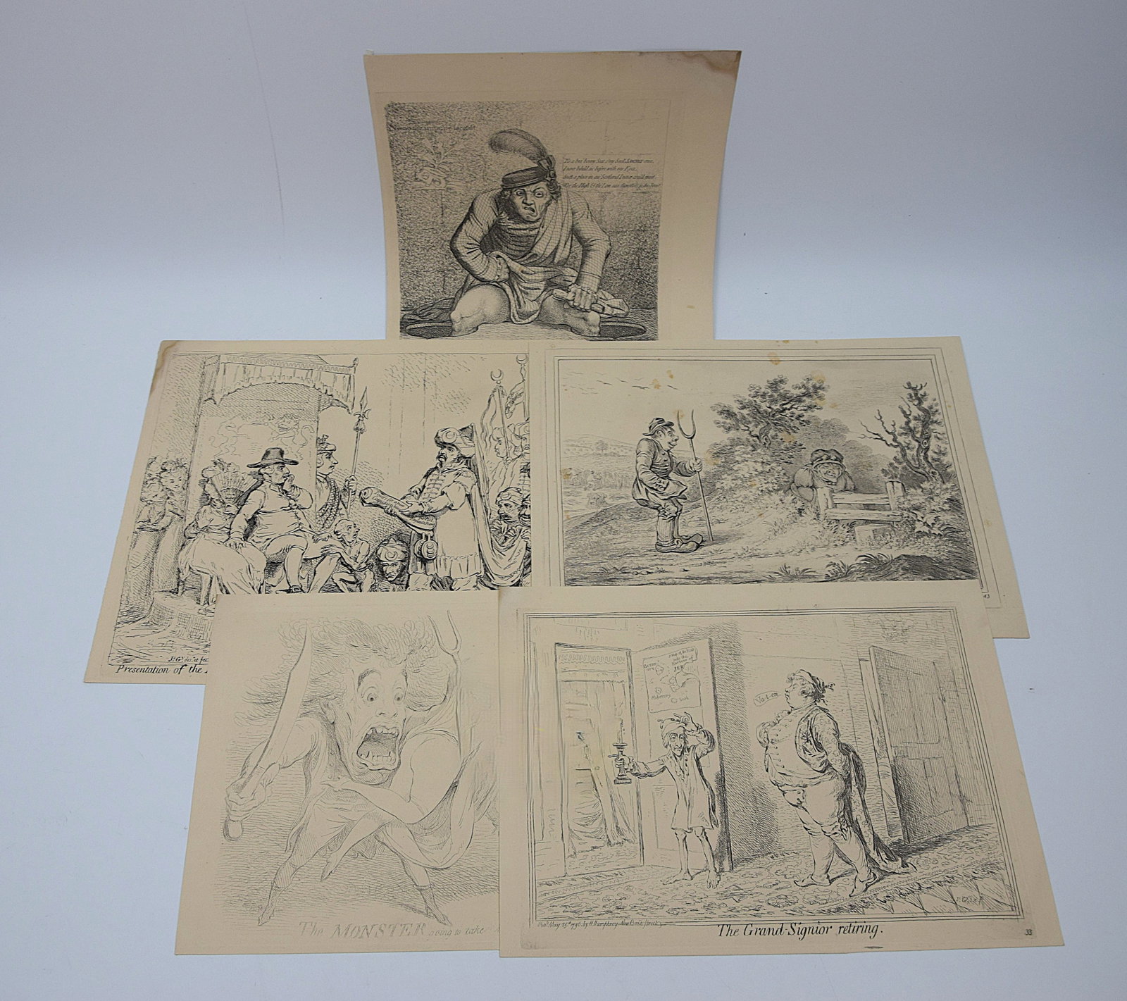 GROUP OF 5 GEORGIAN SATIRICAL AND HUMOROUS ENGRAVINGS (1 of 19)