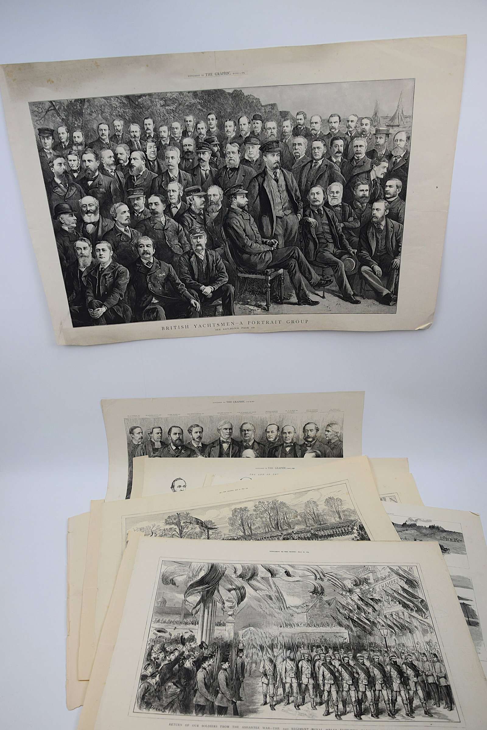 GROUP OF EIGHT 19TH CENTURY THE GRAPHIC ENGRAVINGS – BRITISH LIFE, MILITARY & POLITICAL SCENES (1 of 20)
