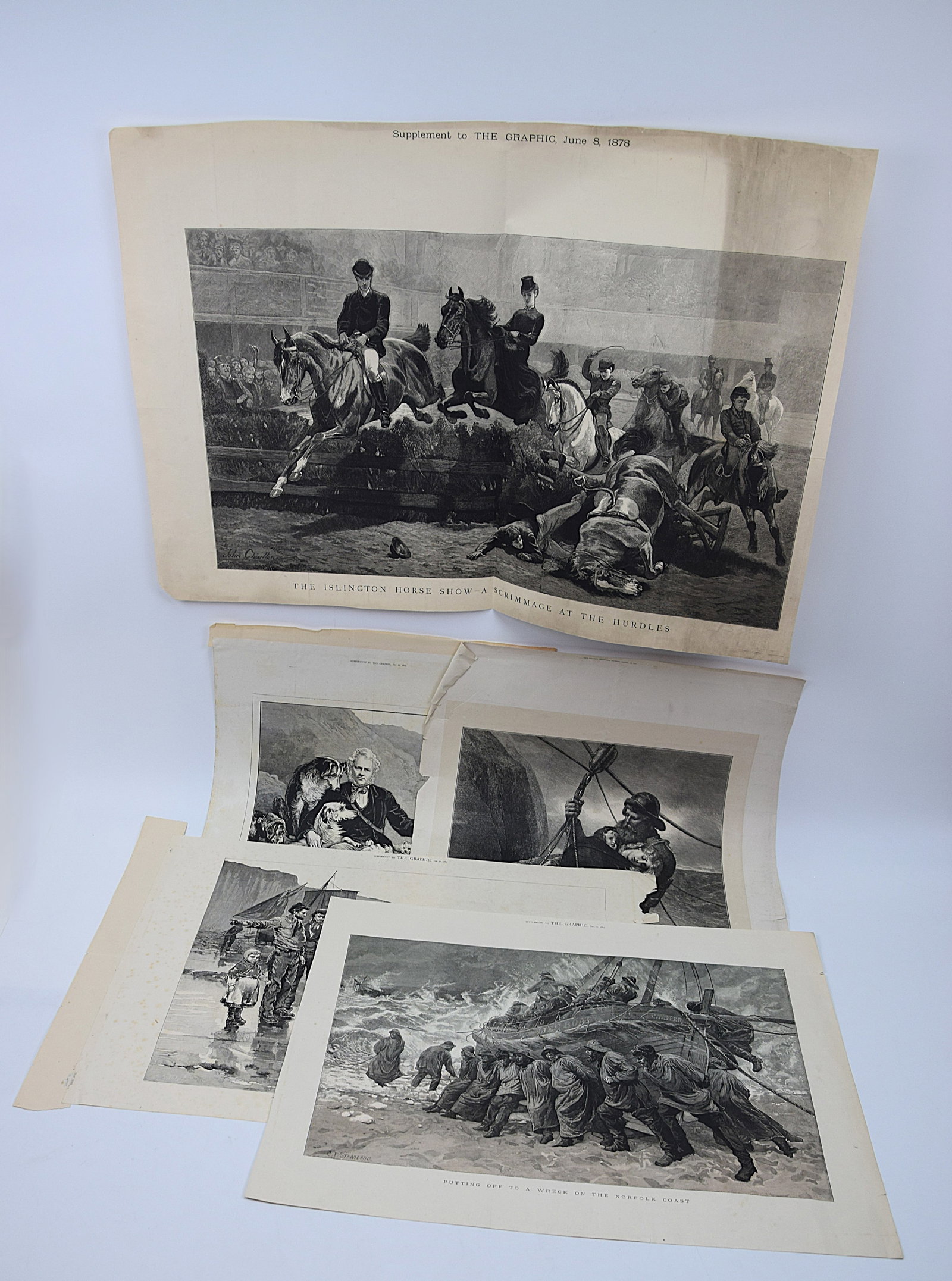 SIGNIFICANT FIVE GRAPHIC ENGRAVINGS VICTORIAN THE GRAPHIC NAVAL INTERIOR SUBJECTS: INTERESTING GROUP OF FIVE 19TH CENTURY ENGRAVED SUPPLEMENTS FROM THE GRAPHIC, LONDON, INCLUDING INTERIOR AND NAVAL SUBJECTS SUCH AS “THE GALLERY OF H.M.S. CALCUTTA, PORTSMOUTH,” REPRESENTING B