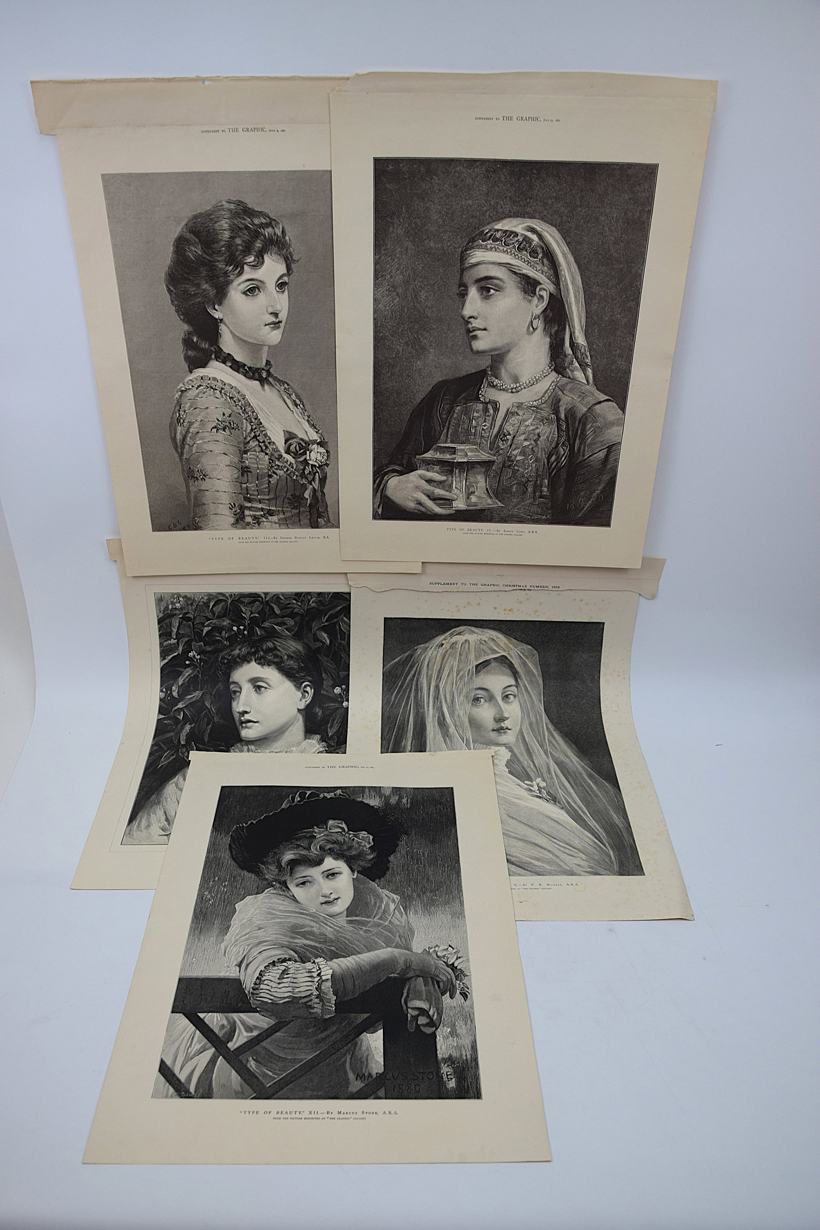 RARE GRAPHIC FIVE ENGRAVINGS TYPE OF BEAUTY SERIES VICTORIAN BRITISH FEMALE STUDIES (1 of 20)