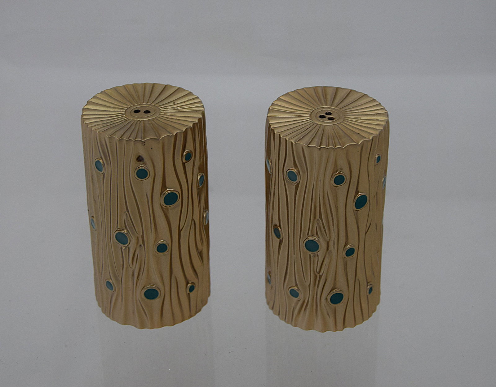 MODERNIST GILT METAL SALT AND PEPPER SHAKERS L’OBJET TREE FORM CONTEMPORARY (1 of 2)