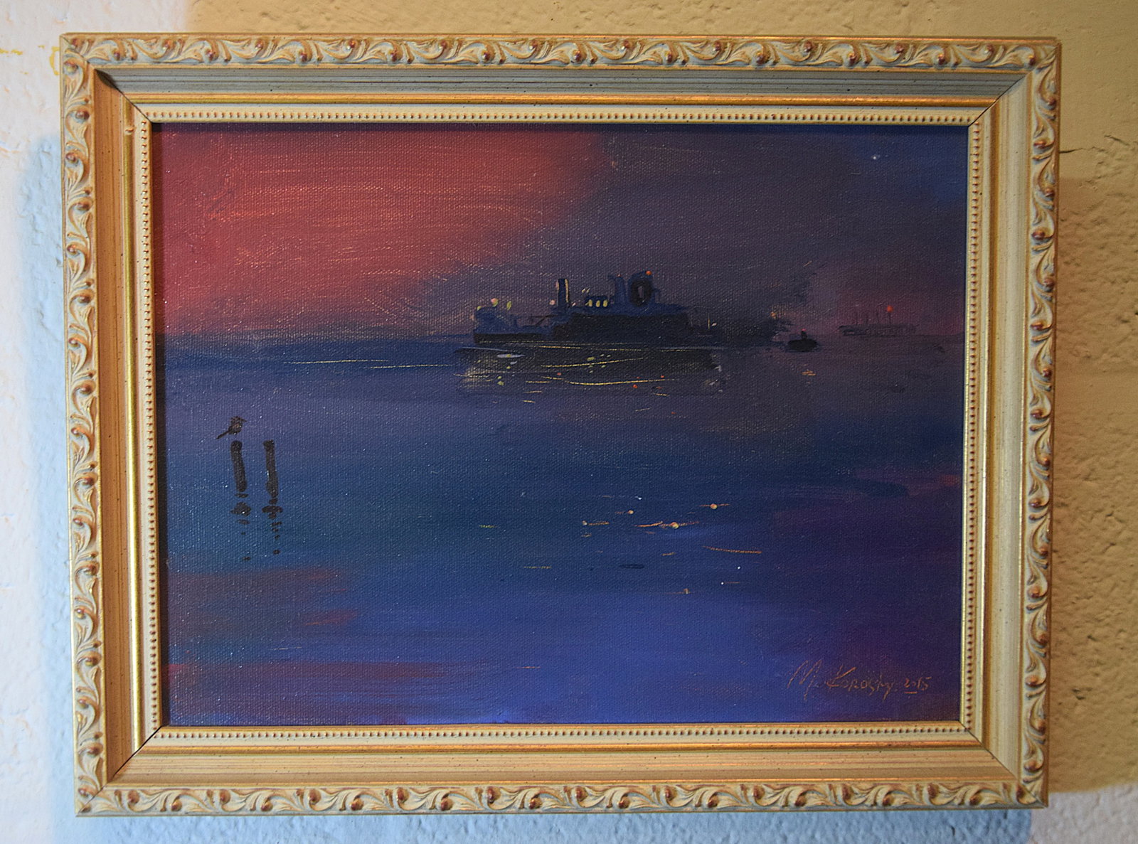 LUMINOUS HARBOR SEASCAPE EVENING SOUTH SHORE SIGNED M KOROSTY 2015 CONTEMPORARY AMERICAN (1 of 6)