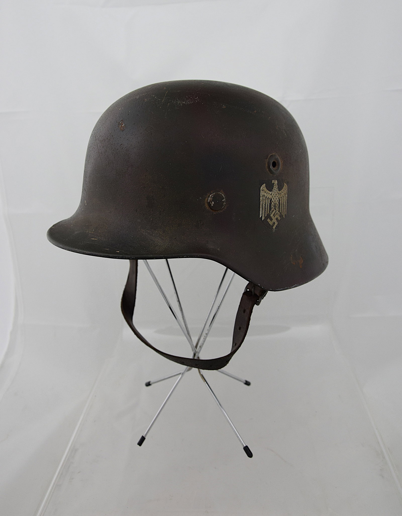 COMBAT-WORN GERMAN CAMAFLAGE M40 STEEL HELMET DOUBLE DECAL THIRD REICH PERIOD (1 of 14)