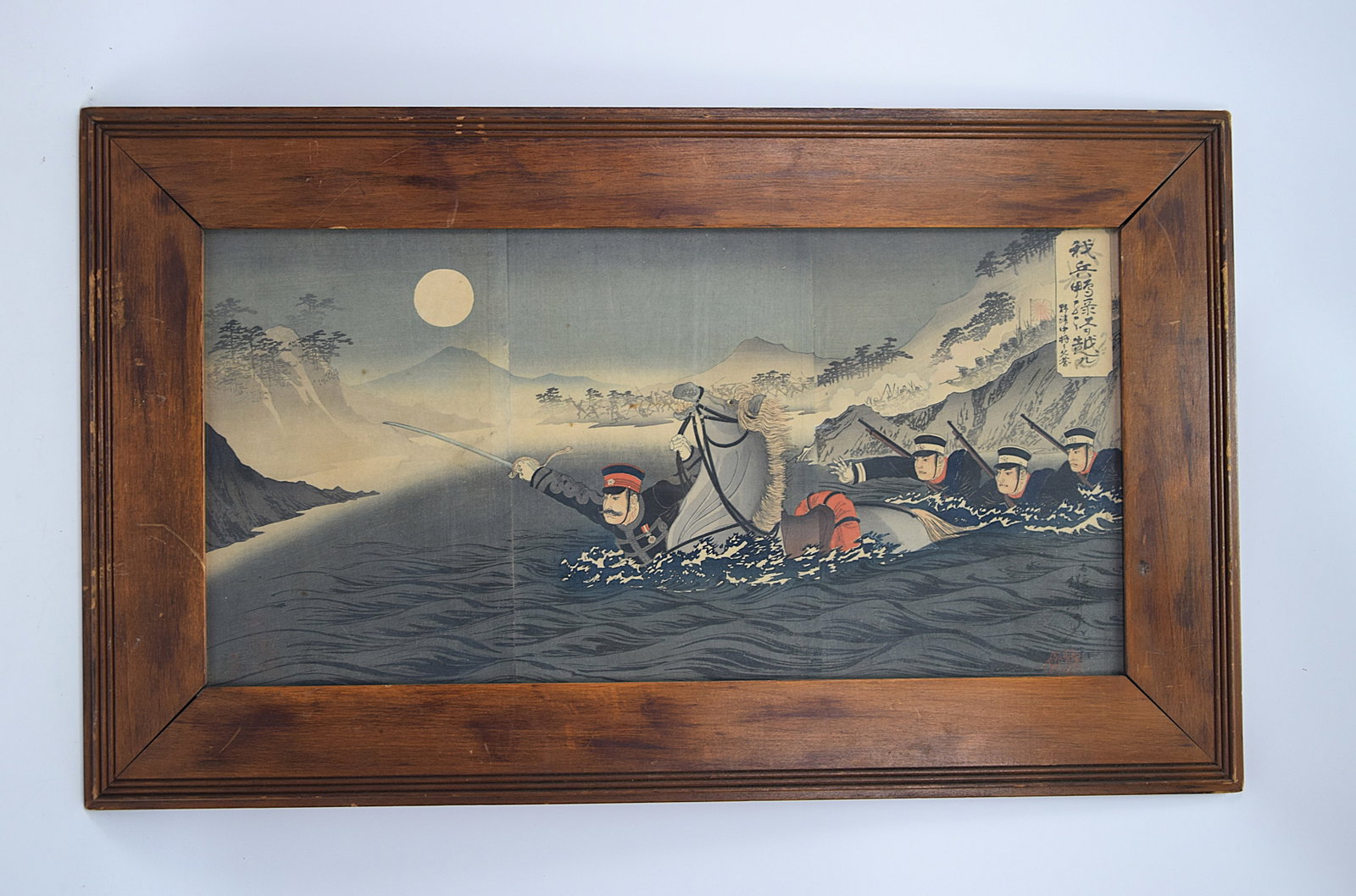 IMPERIAL JAPANESE WAR PRINT SOLDIERS CROSSING RIVER MEIJI PERIOD MILITARY ART (1 of 6)