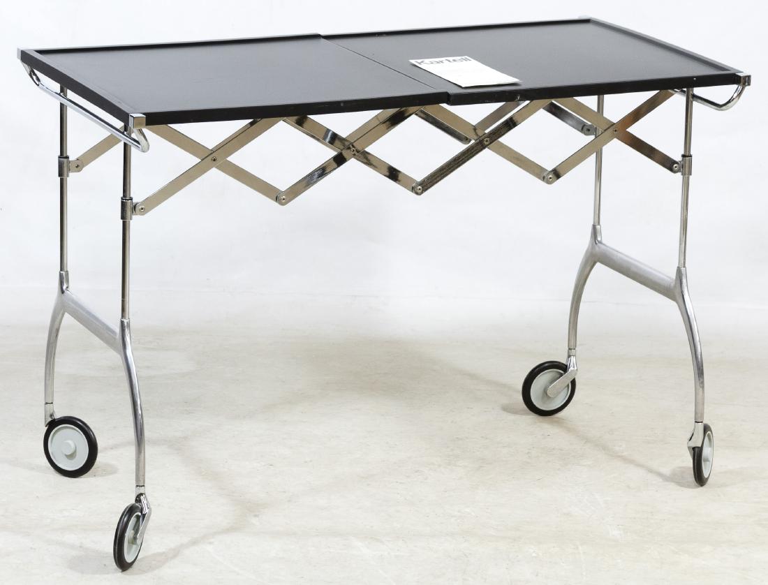 Batista Bar Cart by Antonio Cittero for Kartel: Batista Bar Cart by Antonio Cittero for Kartel 1996, collapsable, having a black plastic top; includes original paperwork Height: 27.00 inches, Width: 39.50 inches (21.50) Category: Furniture > Mid-Ce
