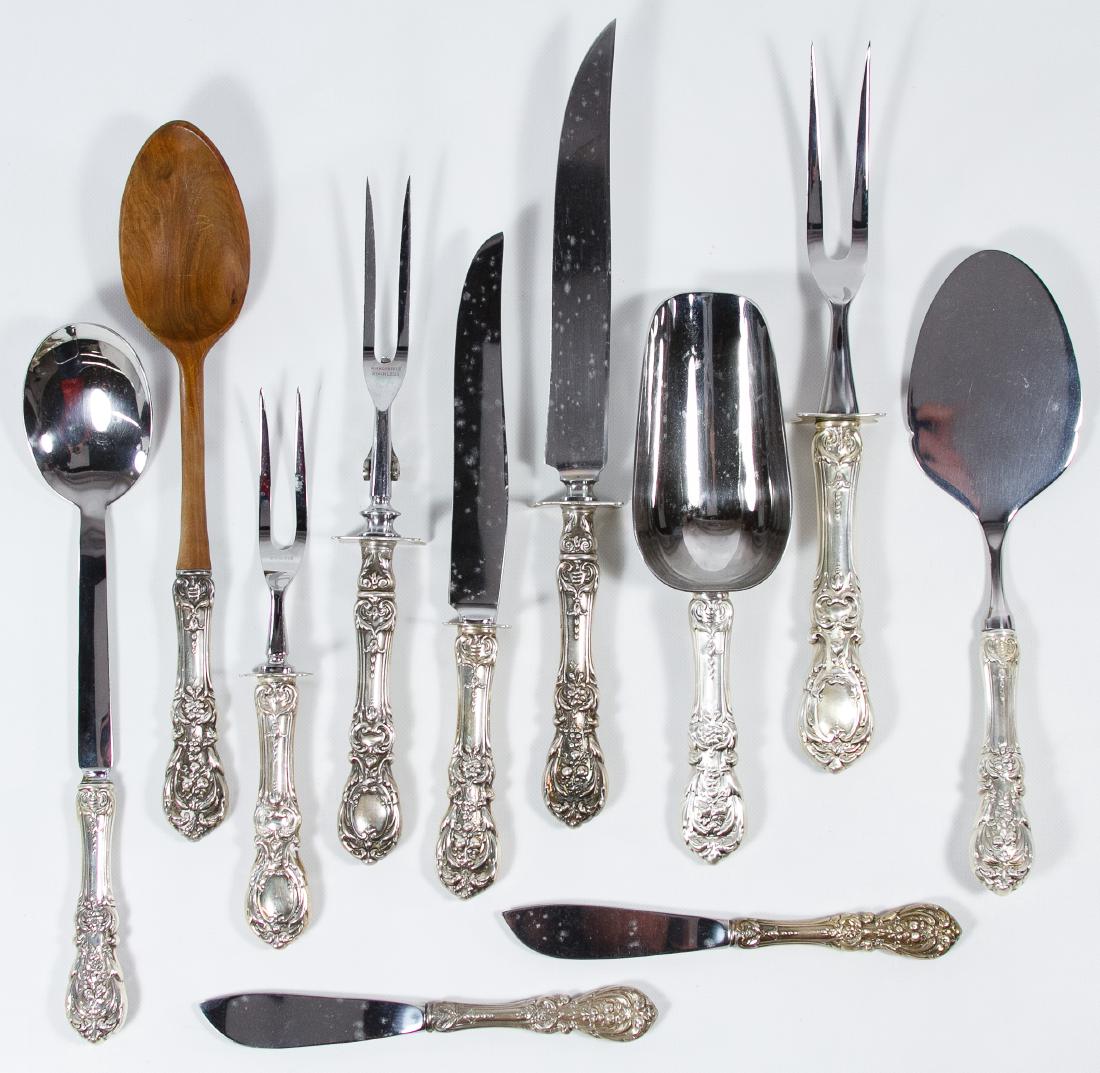 Reed & Barton 'Francis I' Sterling Silver Handled: Reed & Barton 'Francis I' Sterling Silver Handled Serving Utensils Including (5) carving utensils, (2) butter knives, salad spoon, ice scoop, serving spoon and pie server; all marked 'sterling' Length